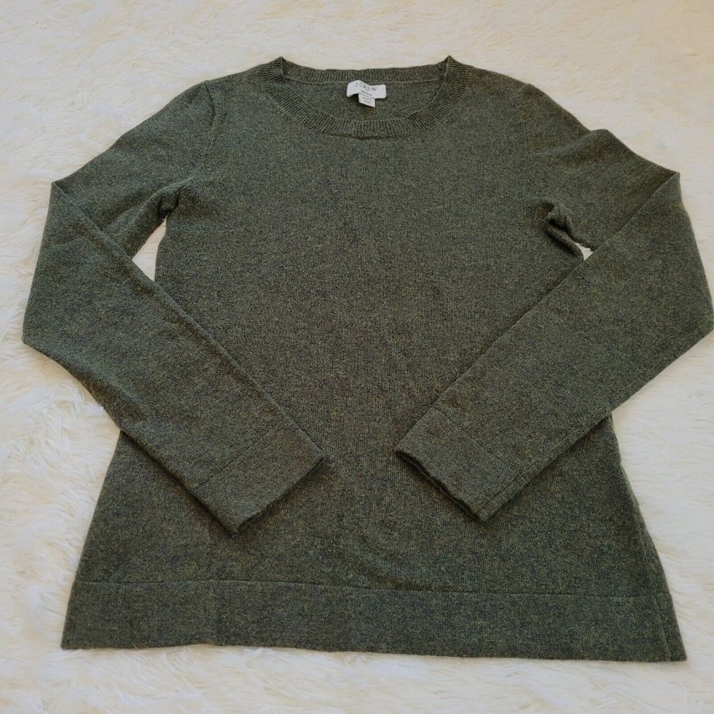 J Crew Teddie Sweater Juniors XXS Green Wool Blend Pullover Preppy Forest 15899x
